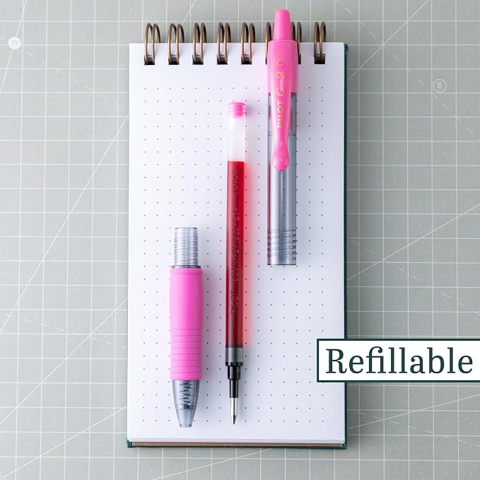 Pilot G2 Premium Refillable and Retractable Rolling Ball Gel Pens, Fine Point, 0.7 mm, Pink Ink Pens, 12-Pack