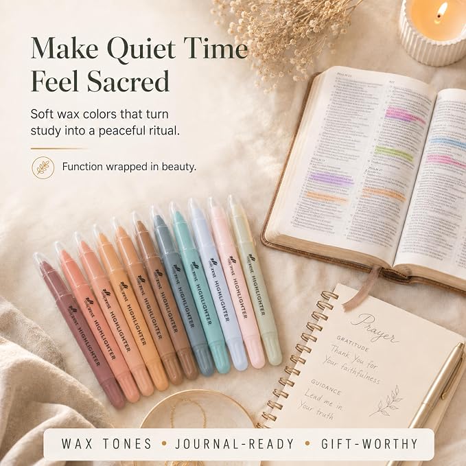 10 Pack Bible Safe Highlighters - Vintage Color, Wax Highlighters | No Bleed, Scripture Markers for Journaling, Study Accessories and School Supplies
