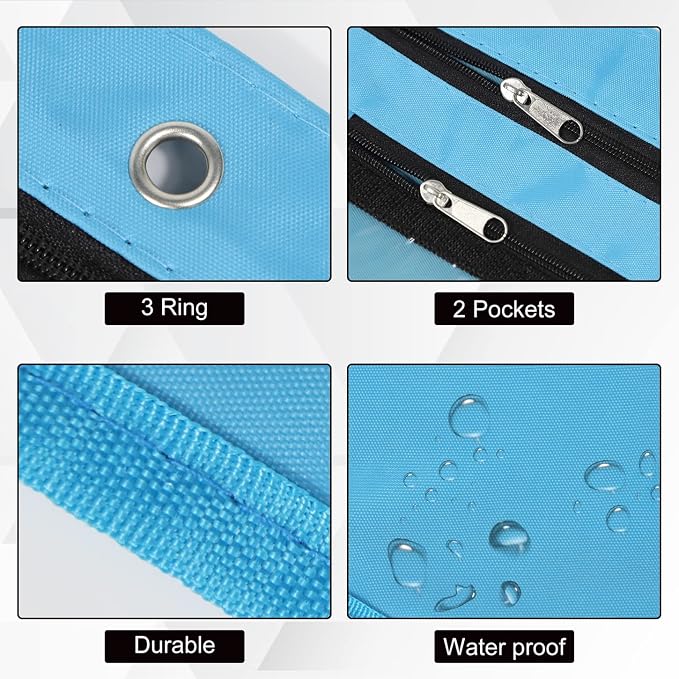 YoeeJob 2 Pack 1 Inch Expandable Zipper Pencil Pouches with Clear Window for 3 Ring Binder, Suitable for School & Office(Sky Blue)