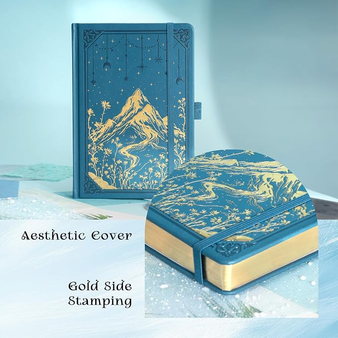 MGGAO Dotted Journal for Women Men, A5 Hardcover Dot Notebook | Aesthetic Notebook with 190 Numbered Pages, 160 GSM Thick Paper, Golden Edges, for Writing, Note Taking, Journaling