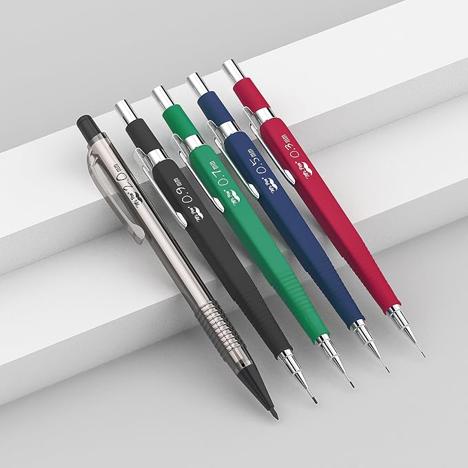 Mr. Pen- Art Mechanical Pencil Set, 5 Mechanical Pencils (0.3, 0.5, 0.7 | 0.9, 2.0mm), 5 HB Lead Refills & 10 Eraser Refills, Precision Drawing Pencils for Sketching, Writing & Technical Artwork