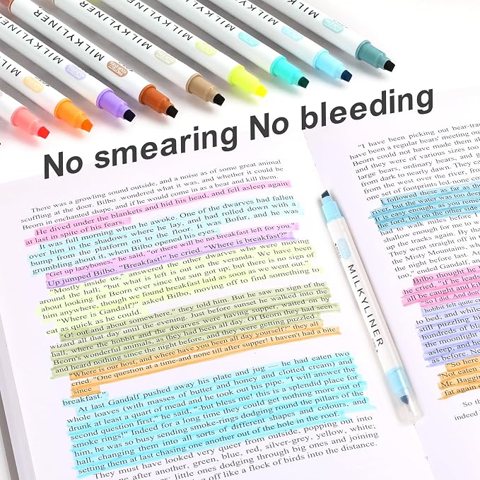 HANKU Pastel Highlighters 12 Pack, Dual Tip No Bleed Bible Highlighters Assorted Colors, Pastel Highlighter Markers for Bible Study Journaling Back to School Office Supplies