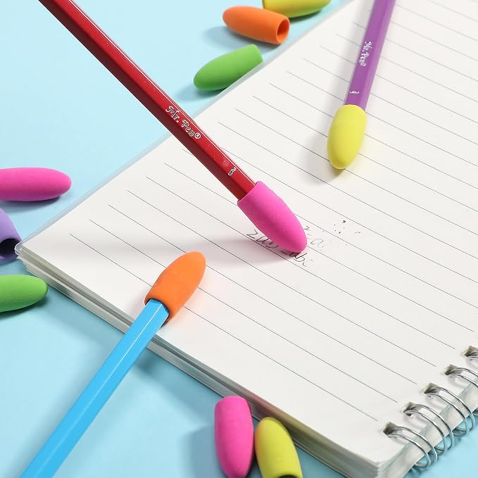Mr. Pen- Pencil Top Erasers, 120 Pack, Vibrant Colors, Latex-Free | No-Smudge Cap Pencil Erasers for Precise Erasing, Kids, Teachers, Studying Supplies