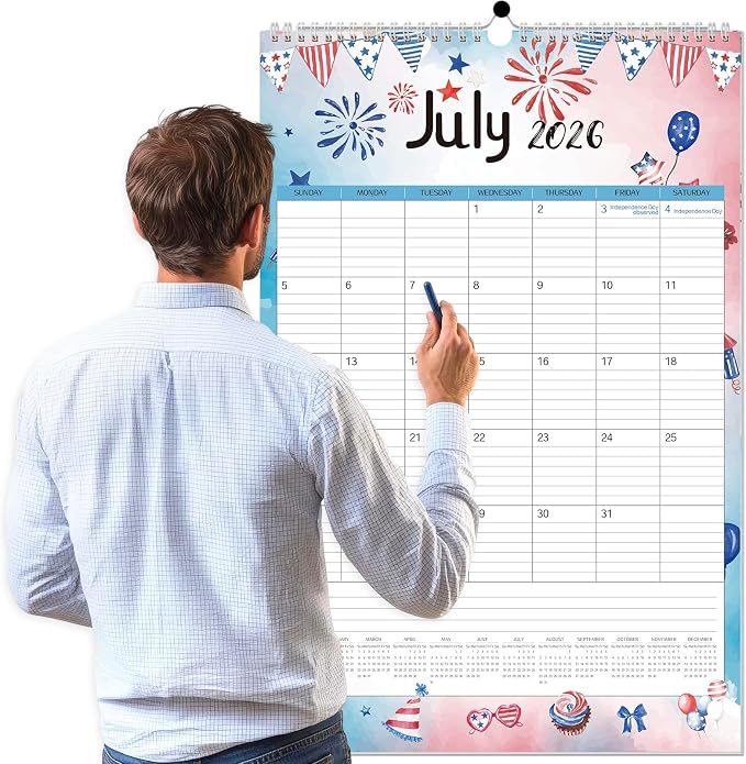 GuassLee Extra Large Wall Calendar 2026,36"x 24" Vertical Jumbo Hanging Wall Planner, 19-Month Aesthetic Large Calendar Jun. 2026 to Dec. 2027 with Thick Paper Watercolor Design for Easy Organizing