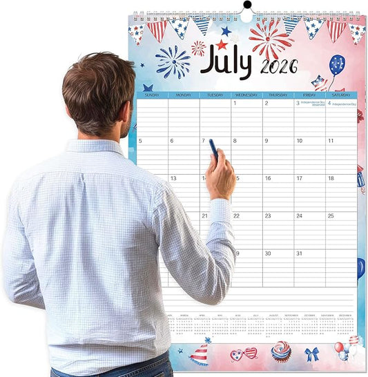 GuassLee Extra Large Wall Calendar 2026,36"x 24" Vertical Jumbo Hanging Wall Planner, 19-Month Aesthetic Large Calendar Jun. 2026 to Dec. 2027 with Thick Paper Watercolor Design for Easy Organizing
