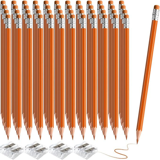 48 PCS Orange Pencils Bulk with Eraser, Pre-Sharpened HB Spring & Easter Pencils for Kids, School Supplies for Writing, Drawing & Easter Art Crafts(Orange)