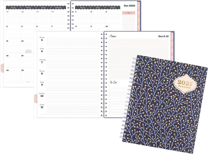 Mead Cambridge 2027 Planner, Weekly & Monthly, 15-Month Oct-Dec, 8.5" x 11", CatCoq, Berry Branches (CC01-905-27)