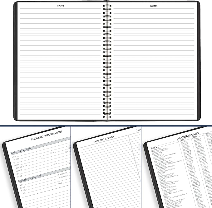AT-A-GLANCE Planner 2026-2027 Weekly Academic 14-Month July-August, Quarter-Hourly Appointment Book, 8-1/4" x 11", Black (7095705)