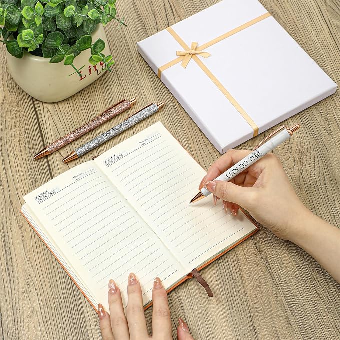 Thenshop 5 Pcs Difference Maker Gifts Journal with Pen Leather Notebook 3 Ballpoint Pens Box Thank You Gift for Nurse Boss Employee Coworker Teacher Volunteer Social Worker Assistant(Khaki)