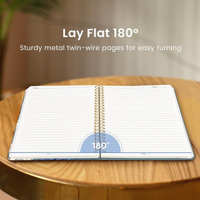 Taja Lined Spiral Notebook Journal for Women A5(5.8" × 8.3"), Cute Hardcover Notebook for Work, School & Note Taking, Pretty College Ruled Journal for Writing, 140 Pages, Flutter Garden