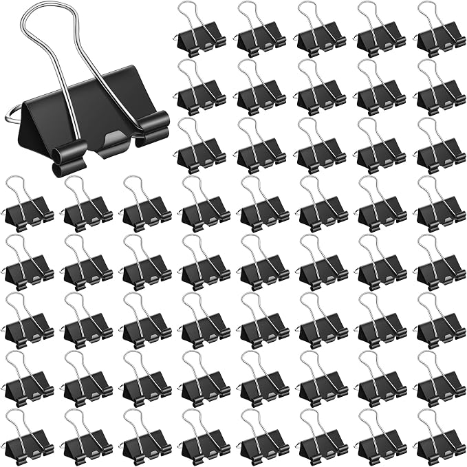 Jetec 100 Pcs Black Binder Clips 1.6 Inch Large Paper Clamps Metal Paper Clips for Teachers Students Classroom Business Office and School Office Supplies