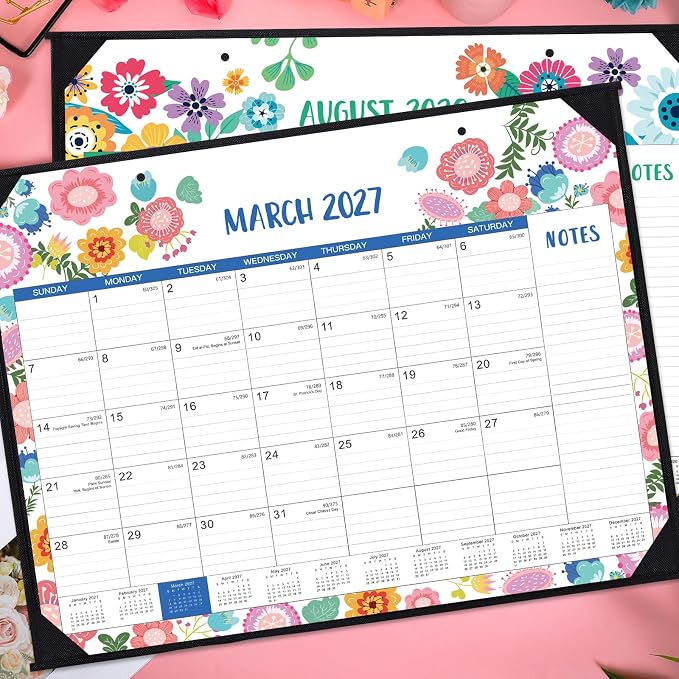 2026-2027 Desk Calendar - Large Desk Calendar 2026-2027, Jul 2026 - Dec 2027, 22" x 17", 18 Month Large Calendar 26-27 with Corner Protectors, To-Do List & Notes, Desk/Wall Calendar for Organizing - Colorful Floral