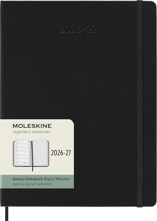 Moleskine Classic 18 Month 2026-2027 Weekly Planner, Hard Cover, XL (7.5" x 10"), Black, 208 pages