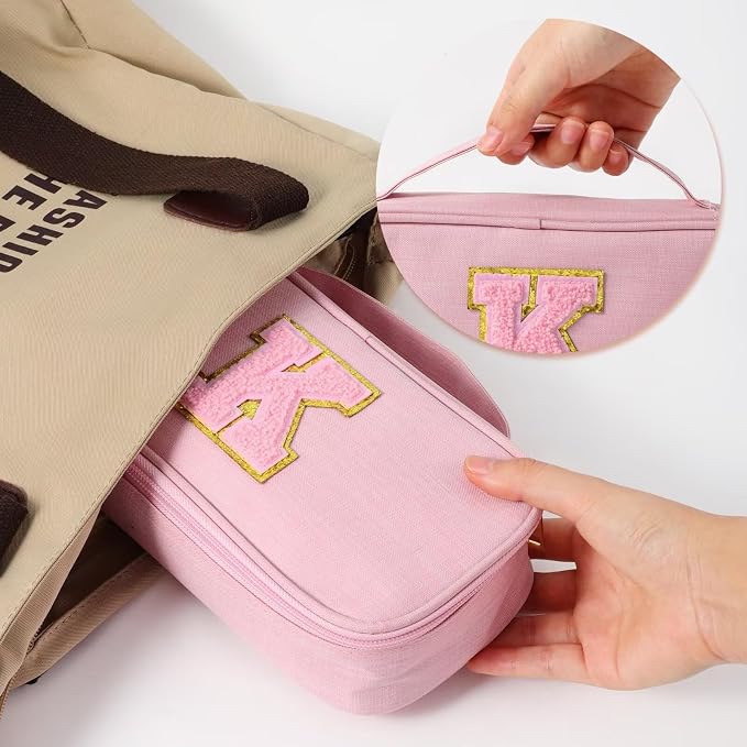 YOOLIFE Cute Pencil Case for Girls, Pink Pencil Pouch Bag, Aesthetic Pen Pouch School Supplies for Teen Girls, I (Pink)