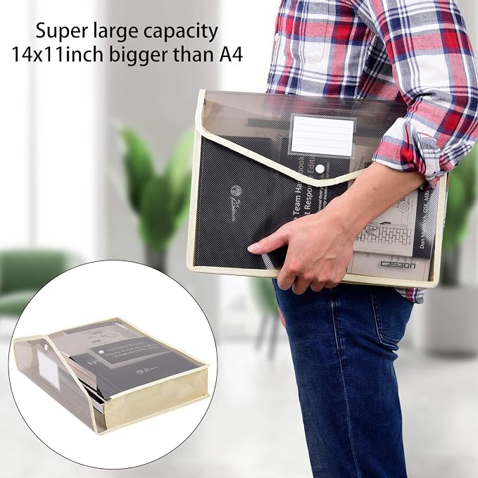 7 Pack B4 Plastic File Folders Waterproof Transparent Expandable File Folder - Purple&Pink&Yellow&Green&White&Blue&Black