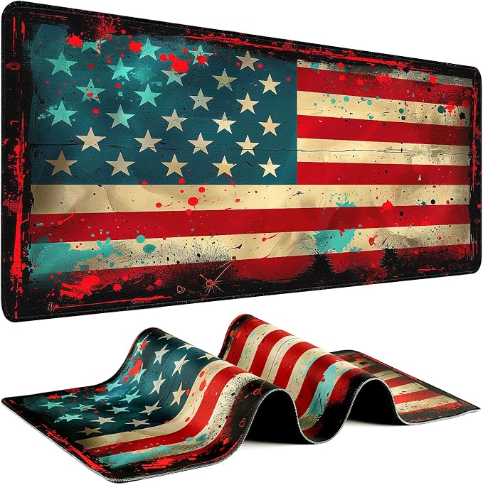 Gaming Mouse Pad - (31.5"×11.8") American Flag Large Mouse Pads for Desk - Desk Mat for Keyboard and Mouse with Non-Slip Base, Desks Pad Matfor Game/Office & Home