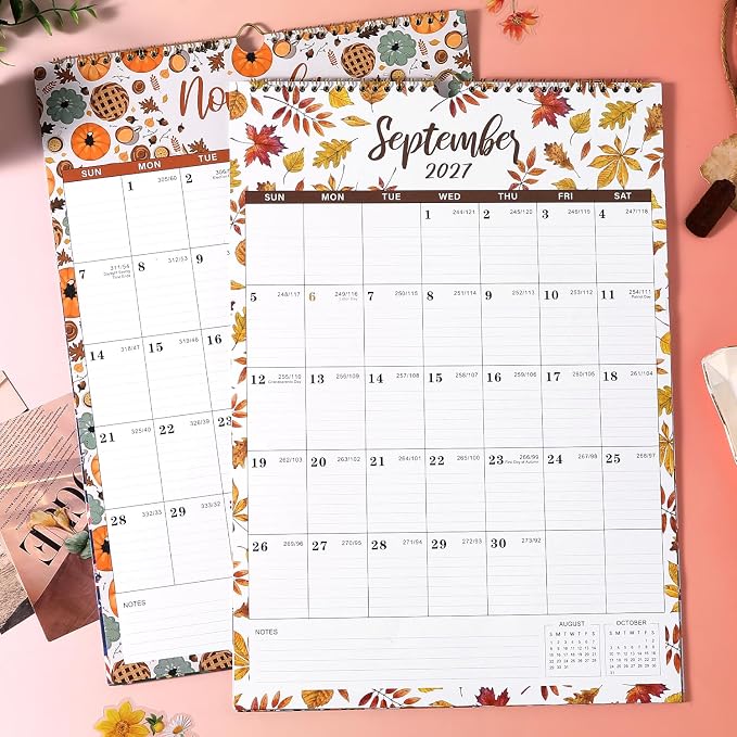 Calendar 2026-2027 - Wall Calendar 2026-2027, Jul 2026 - Dec 2027, 12" x 17", 18 Months Calendar 26-27, Large Writing Blocks for Home, Office & School Planning - 12 Different Themes
