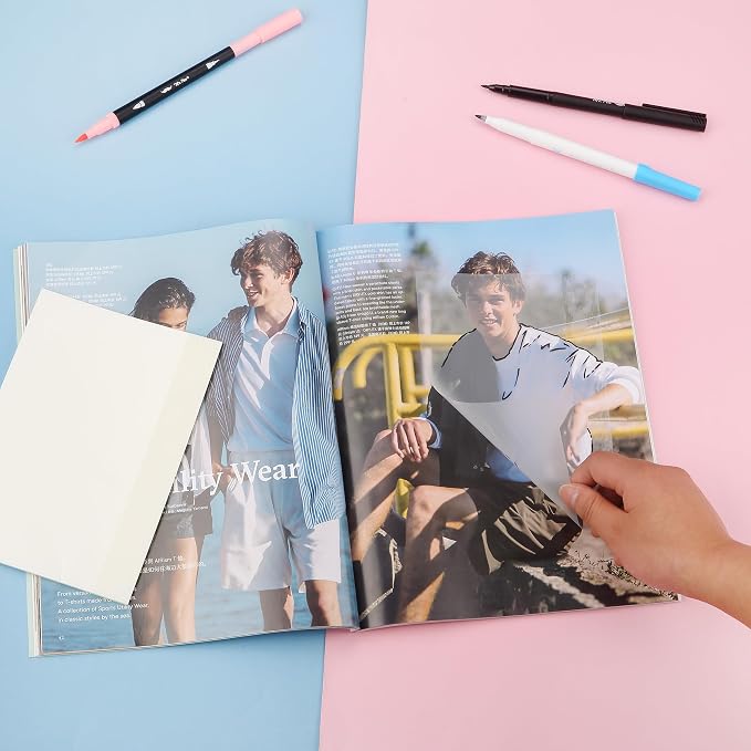 Mr. Pen- Transparent Sticky Notes, 5" x 7", 4 Pads, 200 Sheets | Large See Through Self-Adhesive Notes for Bible Journaling and Studying, Water-Resistant, Clean Removal