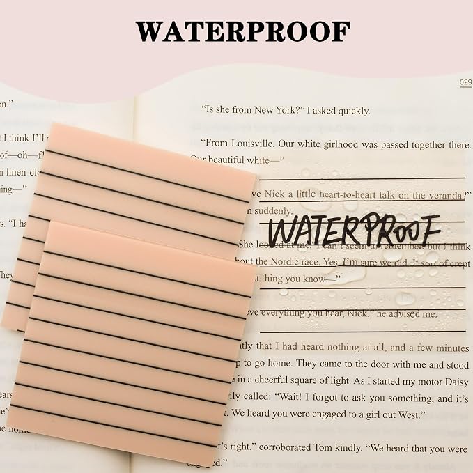 800Pcs Transparent Sticky Notes, Orange Yellow Clear Sticky Notes with Lined, 3"x3" Waterproof Translucent Sticky Note Pads, Index Tabs, Clear Post it Notes for Bible Study, See Through Sticky Notes