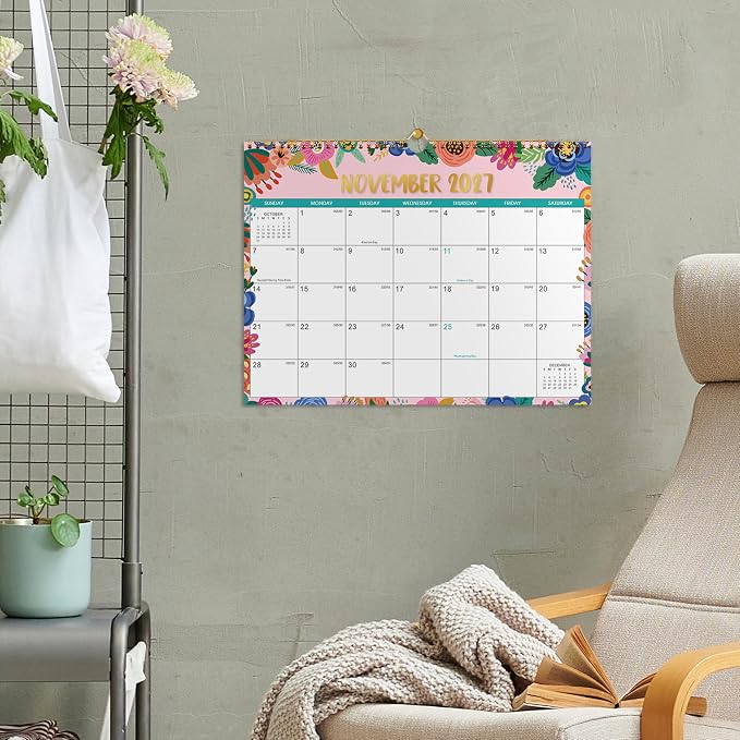 2027 Calendar - Wall Calendar 2027, 14.8'' x 11.5'', Jan. 2027 - Dec. 2027, Large Blocks, 2027 Wall Calendars with Julian Dates, Thick Paper