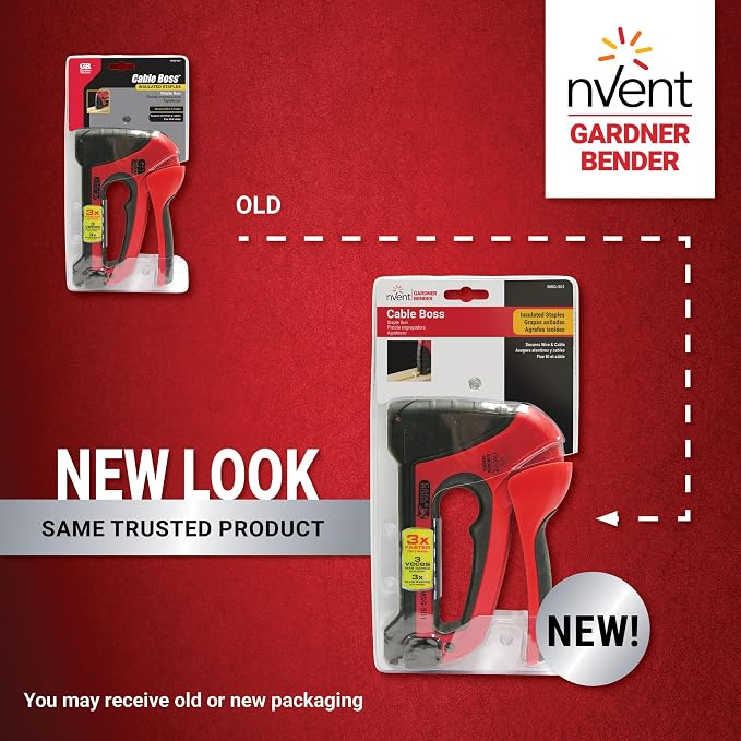 Gardner Bender MSG-501 Heavy-Duty Cable Boss Staple Gun, Professional Grade, Secures (NM) Coax, & Low-Volt Cable, Red