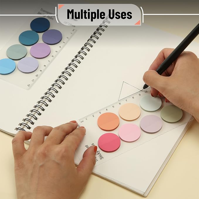 Mr. Pen- Round Transparent Sticky Notes, 1.1” Diameter, 14 Pads, 560 Sheets | Colorful, Water-Resistant See-Through Sticky Notes & Fineliner, Smooth Writing, Note Tabs for Bible Journaling, Studying