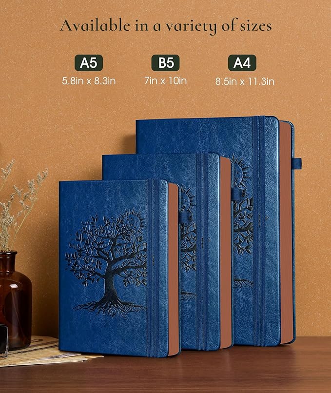 Vintage Leather Journal - 300 Page Lined Journal Notebook with Numbered Pages, A5 Notebook for Women Men,Travel Diary,Daily Journals for Writing, Note Taking, School & Work (5.8" x 8.3")