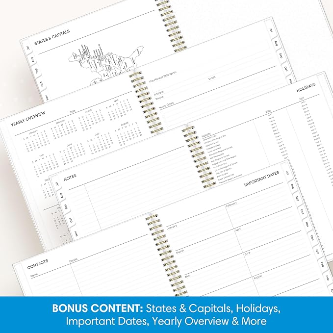 Blue Sky 2026-2027 Weekly & Monthly Academic Planner, 8.5"x11", Gemma | July 2026 - June 2027, Flexible Cover, Wirebound, Laminated Tabs, Storage Pocket, Academic Year