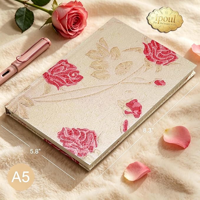 Anniversary Journal, Wedding Gifts, Rose Notebook for Writing the story of us, Journals for Women, A5, Ruled, Hardcover, Lay Flat, Personal Journal, Newly Wed Gifts for the Couple