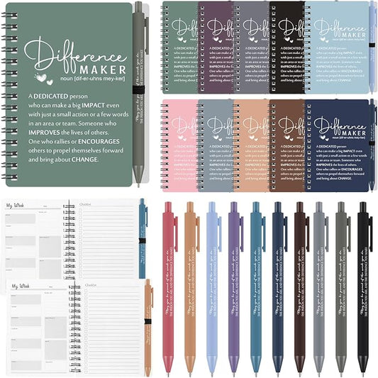 Tellingyou 20 Sets Difference Maker Employee Appreciation Gift for Coworker to Do List Notebooks with Ballpoint Pen Note Pads Journal Back to School for Teacher Nurse Staff Team (Office Color)
