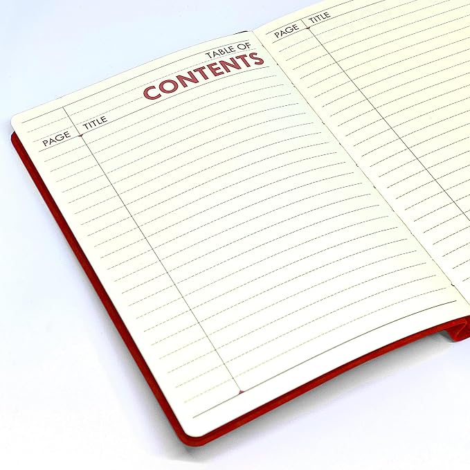 LeStallion Red Notebook For Writing - 120GSM A5 Red Journal For Fountain Pens - 210 Numbered Pages, Table Contents | High End Soft Cover Faux Leather Journal
