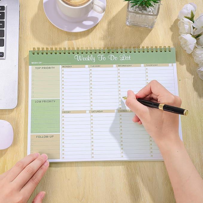 Thboxes Weekly To Do List Notepad, 8.5"x11" Desk Planner 52 Sheets, Green | 100GSM Paper Undated Habit Planner, Productivity Organizer Notepad, for Home School Office Work, Travel, College Essentials