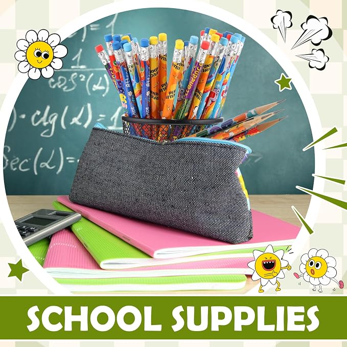 Handepo 144 Pcs Attendance Pencils with Eraser Bulk Back to School Assorted Wooden Pencils Student Preschool Kindergarten Primary School Classroom Carnival Prize Educational Geography Learning Tool