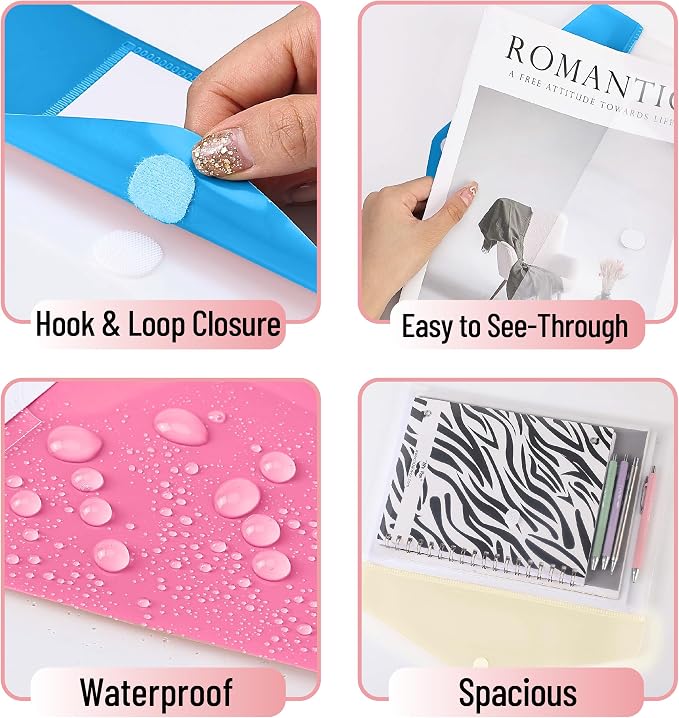 Mr. Pen- Clear Plastic Envelopes File Folders, 10 Pack, A4, Letter Size | Colorful Flaps, Clear Folders for Documents Plastic Poly Envelopes with Label for School, Home, Work, Office, Organizer