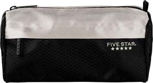 Five Star Pencil Pouch, Pen Case, 9-Pocket Zipper Pouch, Storage Organizer for School Supplies Earbuds Chargers Cables Makeup, Black/Grey (505600A-ECM) (Pack of 12)