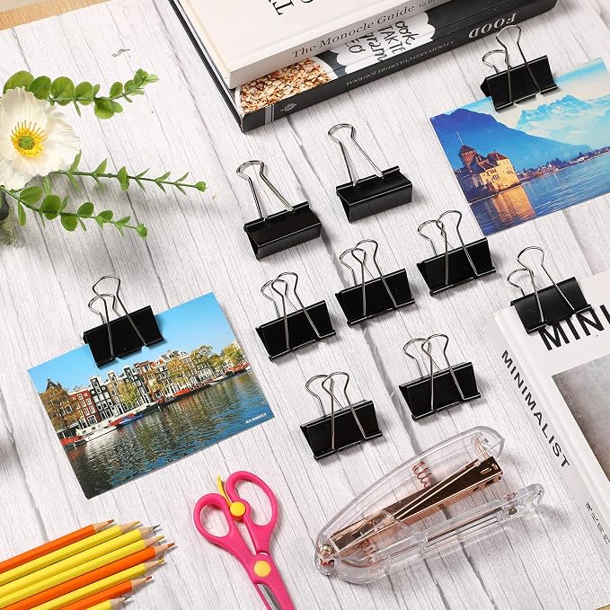 Jetec 100 Pcs Extra Large Binder Clips Bulk 2 Inch Metal Jumbo Binder Clips Office Supplies Black Paper Clamps for Teachers Students Office Business Supplies