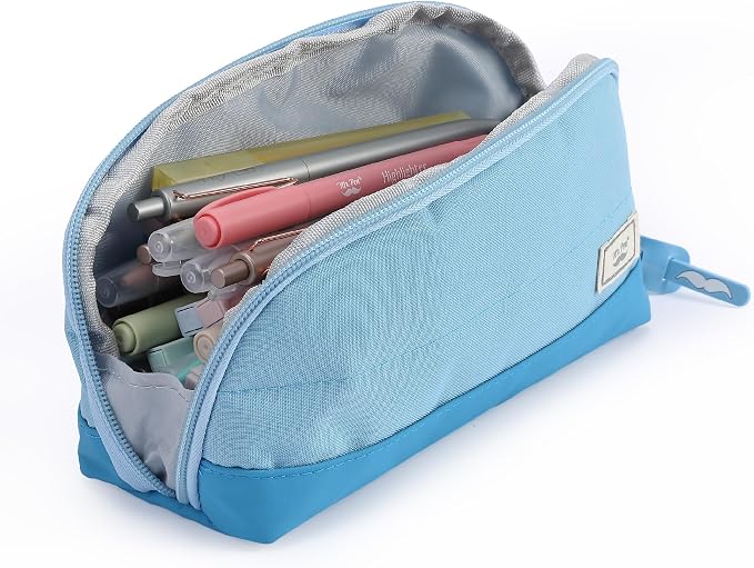 Mr. Pen- Wide-Opening Pencil Case, Triangle Design | Compact & Spacious Pencil Cases with 5 Mesh Pockets, Bag Pouch, Box Organizer for Students, School Supplies, Aesthetic Supply
