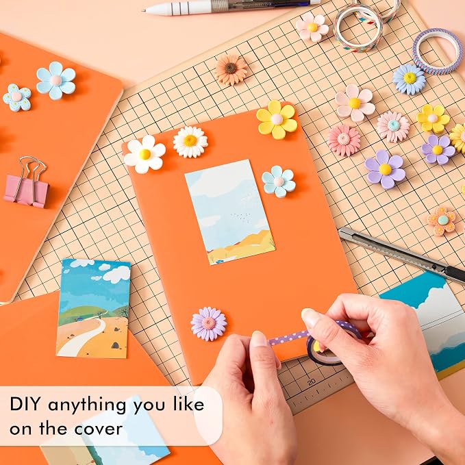 feela 8 Pack Soft Cover Journal Bulk, Notebooks College Ruled for Work, Lined Travel Journal for Women Men, Note Taking Notebook School Supplies Business Writing, 8.2” x 5.5”, A5, Orange