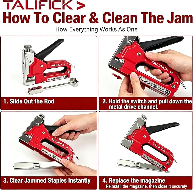 Heavy Duty Manual Staple Gun, Adjustable Stapler with 1000 Staples
