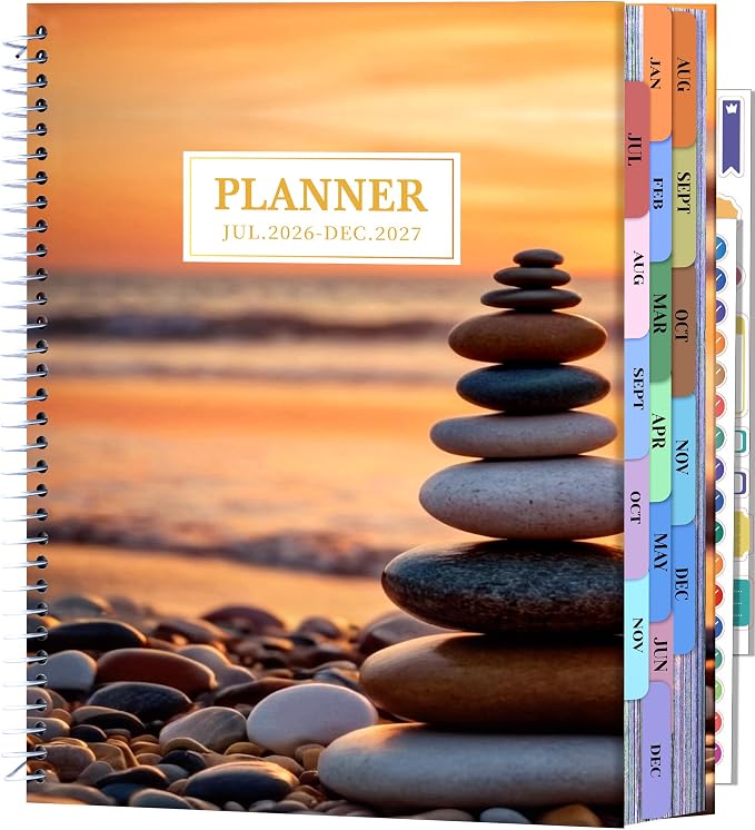 CAGIE Planner 2026-2027 18 Month July 2026-Dec 2027 Hourly Daily Calendar Weekly Monthly Planners Hardcover Large Yearly Agenda with Stickers Tabs for Women Work Mom, 8.5 x 11