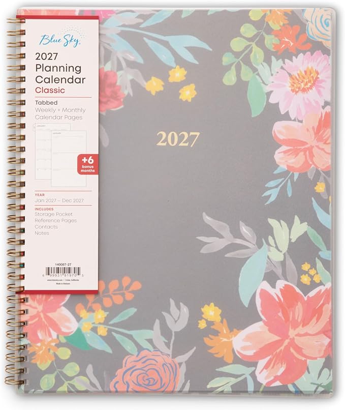 Blue Sky 2027 Weekly & Monthly Planner Calendar, 8.5"x11", Sophie | January 2027 - December 2027, Flexible Cover, Durable Twin Wire Binding, Laminated Tabs, Storage Pocket