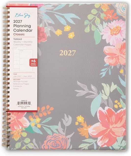 Blue Sky 2027 Weekly & Monthly Planner Calendar, 8.5"x11", Sophie | January 2027 - December 2027, Flexible Cover, Durable Twin Wire Binding, Laminated Tabs, Storage Pocket