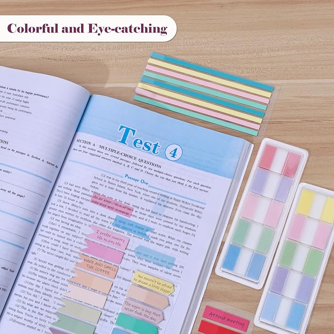 BAYTORY 1800Pcs Transparent Sticky Tabs, 2Pcs Double Marker Pens | See Through Clear Label Stickers, Self-Adhesive Translucent Index Tabs, Sticky Notes for Bible Accessories (Pastel Colors)