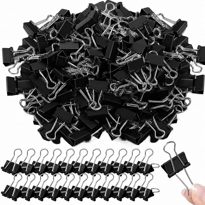 Jetec 100 Pcs Black Binder Clips 0.75 Inch Small Paper Clamps Metal Paper Clips for Teachers Students Classroom Business Office and School Office Supplies