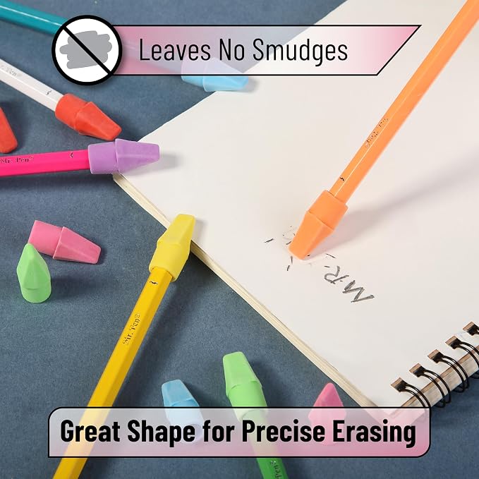 Mr. Pen- Pencil Erasers Toppers, 500 Pack, Colorful, Latex Free, No Smudge | Mr Pen Erasers for Pencils, Bulk Pencil Eraser Caps, Teachers as School Supplies, Classroom Set for Kids