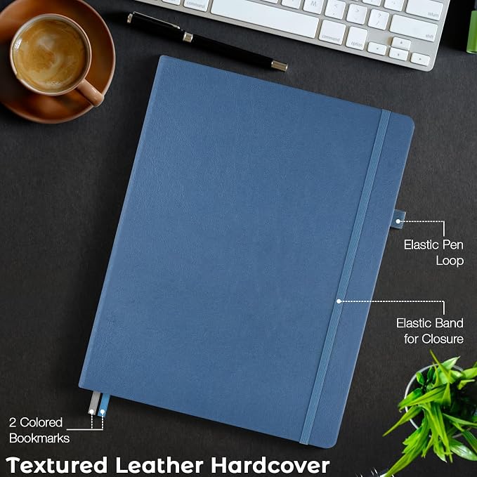 Blank Notebook, Hardcover Sketchbook, Leather Unlined Journal for Women Men | No Bleed Thick Paper Sketch Book for Drawing/Writing/Journaling, Lay Flat, A5 Portable Size for Work, School, and Travel