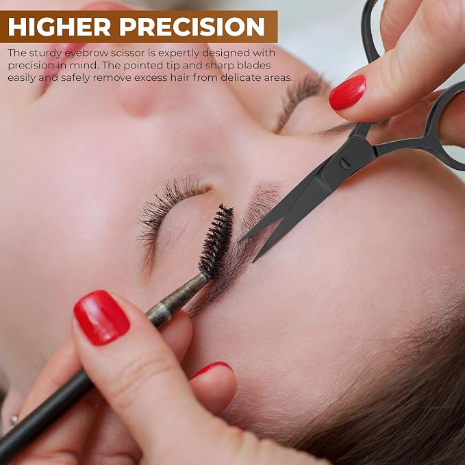 Utopia Care Eyebrow Scissors, Professional Stainless Steel Small Shears for Men and Women, Nose Hair Scissors for Grooming Mustache, Beard, Eyelashes, Ear Hair Trimming, Black