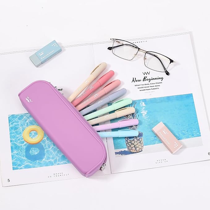 Mr. Pen- Silicone Pencil Case, Aesthetic Pencil Bag for Women, Makeup Pouch | Multifunctional Pouch for Stationery, Cosmetics and Electrical Goods Storage