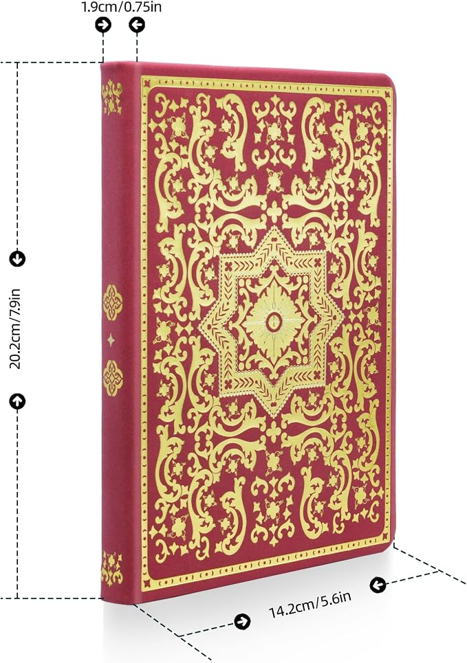 Gilded Vintage Leather Journal Hardcover Antique Diary Notebook | Ornate Decorative Pattern Cover, Premium Lined Paper, Classic Diary for Journaling, Writing, Poetry & Gifting