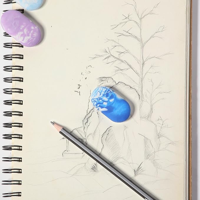 Mr. Pen- Marble Pencil Erasers, 12 Pack, 1" x 2" | Soft Rubber Marble Pencil Erasers for School, Office, Art Sketching, Homework, Exams, Clean Smudge-Free Correction